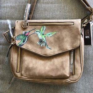 Sold-Gorgeous  wearable art! painted Brazilian hummingbird in a leather purse
